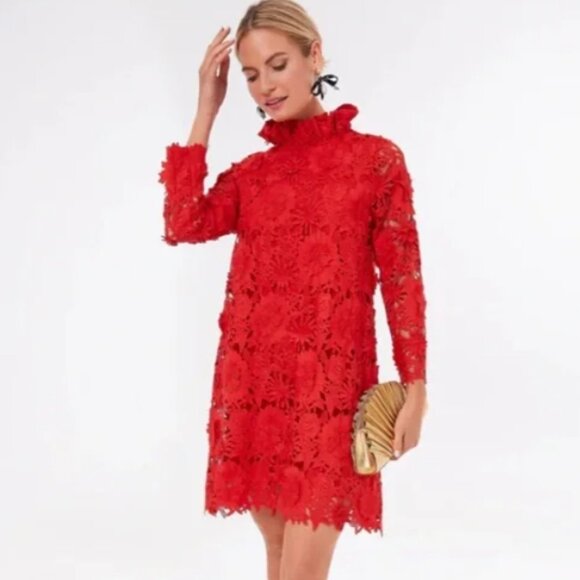 Red Guipure Lace Daphne Dress TUCKERNUCK XS - Picture 1 of 4